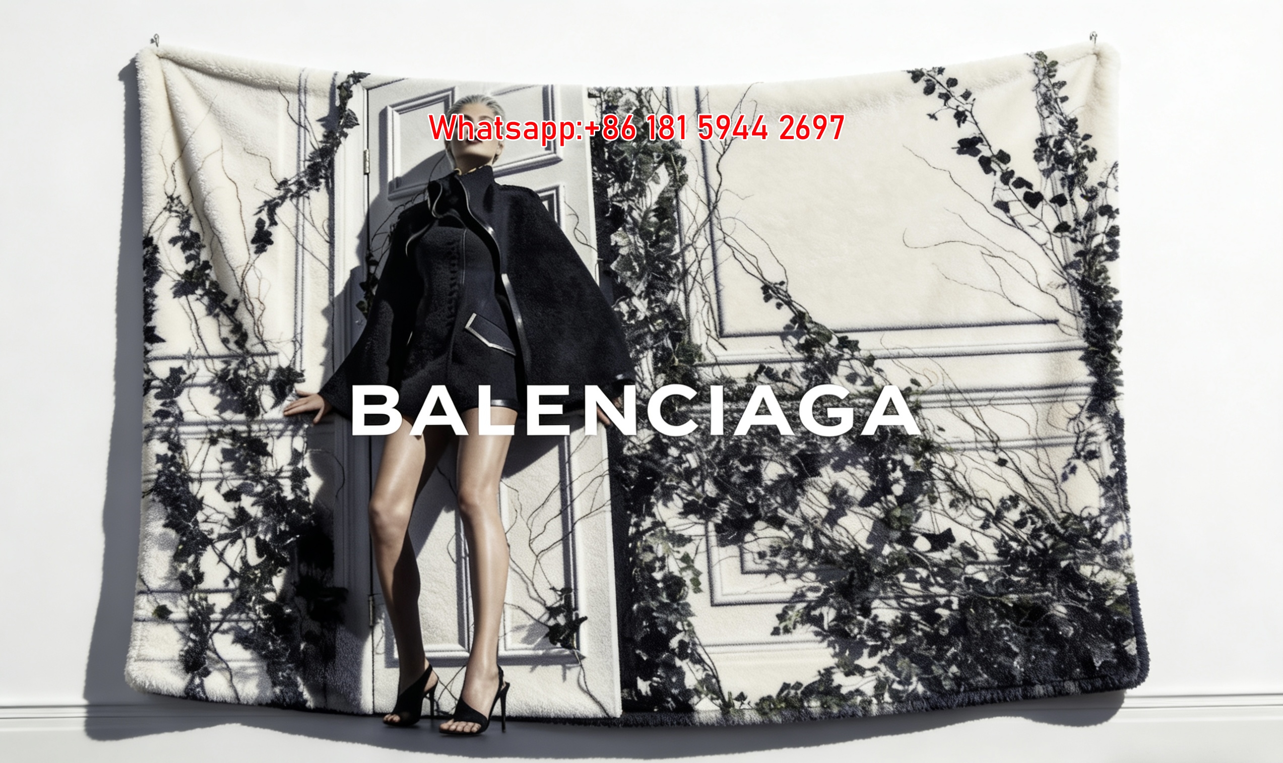 Balenciaga Black Ivy Fashion Editorial Flannel Sofa Throw Blanket BA218